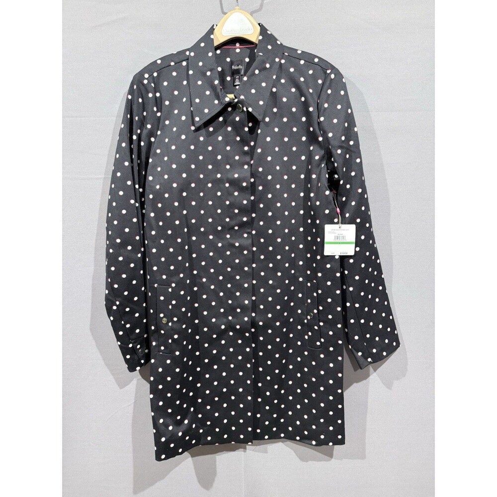 Rafaella Womens Large Cotton Black Jacket White/Red Polka Dots NWT